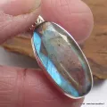 Superbe pendentif Labradorite bleu orange - Bijoux en Labradorite Bleue