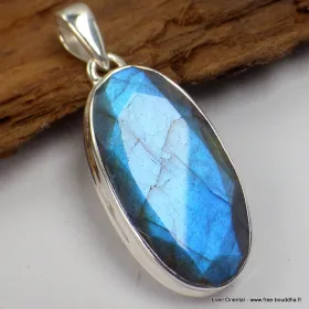 Pendentif oval Labradorite bleue grade AAA - Pendentifs pierres naturelles