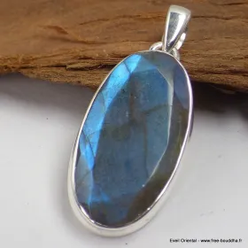 Pendentif oval Labradorite bleue grade AAA - Pendentifs pierres naturelles
