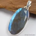 Pendentif oval Labradorite bleue grade AAA - Pendentifs pierres naturelles