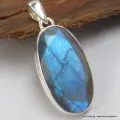 Pendentif oval Labradorite bleue grade AAA - Pendentifs pierres naturelles