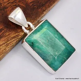 Pendentif Emeraude rectangulaire facettée - Bijoux en Emeraude