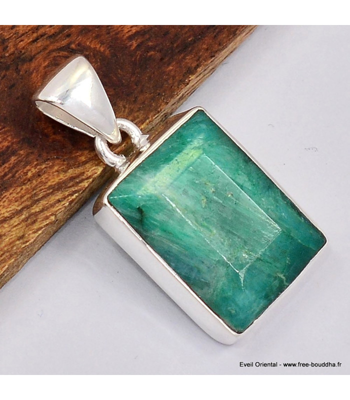 Pendentif Emeraude rectangulaire facettée Bijoux en Emeraude SK21.1