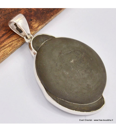 Pendentif Prehnite Naturelle 54,5 Carats - Monture Argent 925, Brésil
