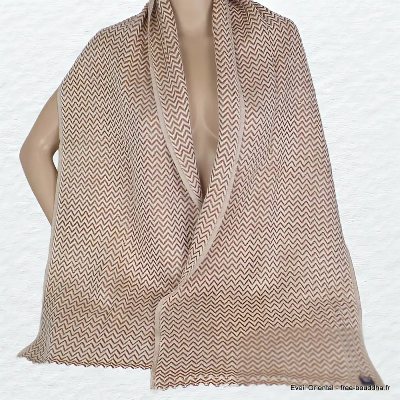 Echarpe laine cachemire motifs géométriques - Echarpes Laine Homme Femme
