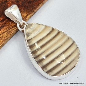 Pendentif goutte en Silex à rayures Bijoux en Silex SK23.2