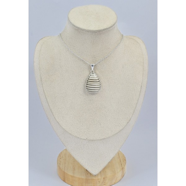Pendentif goutte en Silex à rayures Bijoux en Silex SK23.2