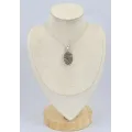 Pendentif oval argent en Silex rayé - Bijoux en Silex