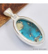 Authentique Turquoise avec Pyrite pendentif oval -2 Bijoux en Turquoise Iranienne (Nishapur) SK25