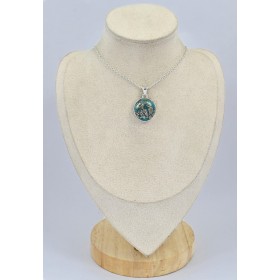 Pendentif rond Turquoise avec Pyrite Bijoux en Turquoise Iranienne (Nishapur) SK24.3