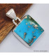 Petit pendentif carré Turquoise avec Pyrite Bijoux en Turquoise Iranienne (Nishapur) SK24.4