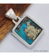 Petit pendentif carré Turquoise avec Pyrite Bijoux en Turquoise Iranienne (Nishapur) SK24.4
