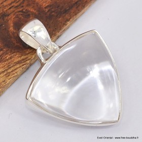Pendentif Cristal de roche cabochon triangulaire