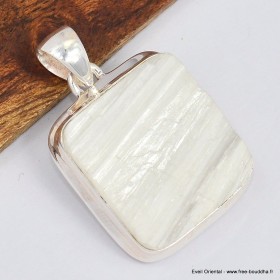 Pendentif Scolecite blanche brute carré