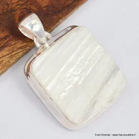 Pendentif Scolecite blanche brute carré - Bijoux en Scolecite