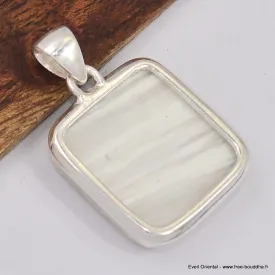 Pendentif Scolecite blanche brute carré - Bijoux en Scolecite