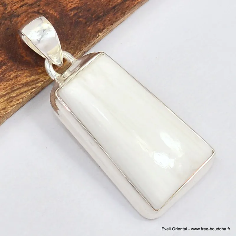 Pendentif Scolecite blanche trapèze - Bijoux en Scolecite