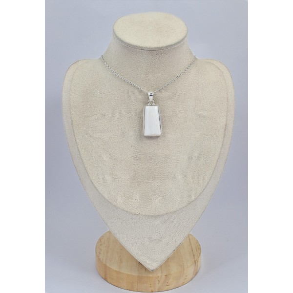 Pendentif Scolecite blanche trapèze 