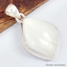 Pendentif en Scolecite blanche forme libre - Bijoux en Scolecite