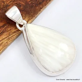 Pendentif en Scolecite blanche forme goutte - Bijoux en Scolecite