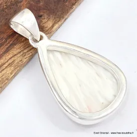 Pendentif en Scolecite blanche forme goutte - Bijoux en Scolecite
