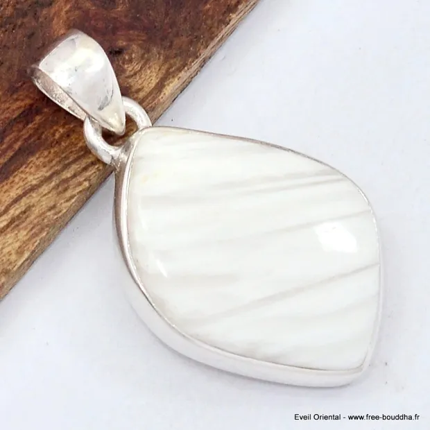 Pendentif Scolecite blanche forme libre - Pendentifs pierres naturelles