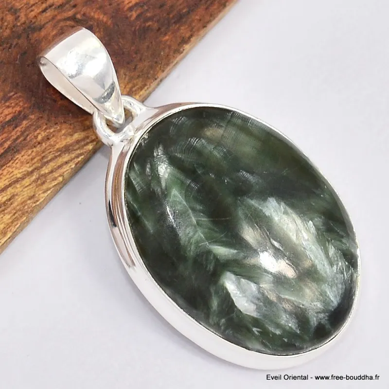 Pendentif oval en Séraphinite - Bijoux en Séraphinite