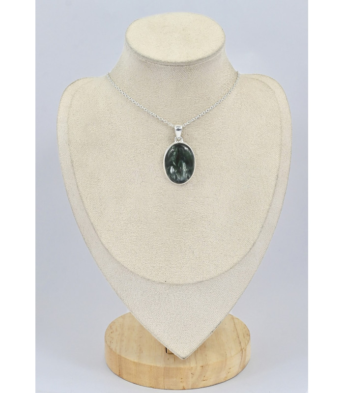 Pendentif oval en Séraphinite 