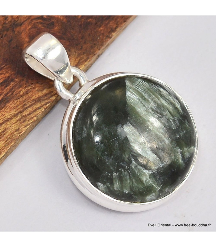 Pendentif rond en Séraphinite 