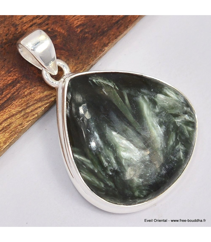 Pendentif goutte en Séraphinite 
