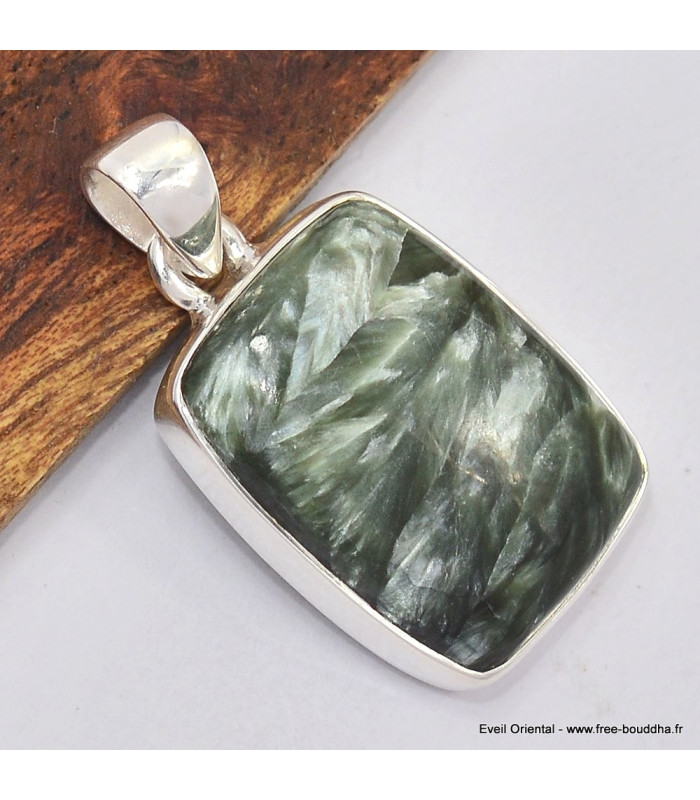Pendentif rectangulaire en Séraphinite 