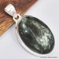 Pendentif oval Séraphinite de Russie, argent 925 - Bijoux en Séraphinite