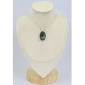 Pendentif oval Séraphinite de Russie, argent 925 - Bijoux en Séraphinite
