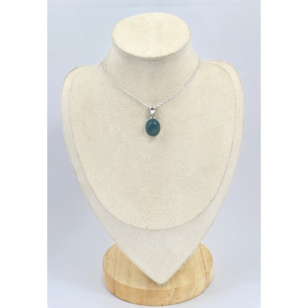 Pendentif Fluorite bleue verte ovale 