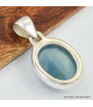 Pendentif oval Fluorite bleue verte 