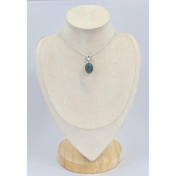 Pendentif oval Fluorite bleue verte 