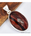 Pendentif oval Oeil de Tigre rouge facetté Bijoux en Oeil de Taureau SK30