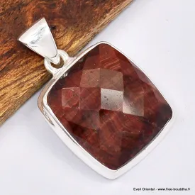 Pendentif en Oeil de Tigre rouge facetté - Bijoux en Oeil de Taureau
