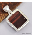Pendentif carré en Oeil de Tigre rouge facetté 