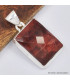 Pendentif Oeil de tigre rouge rectangulaire 