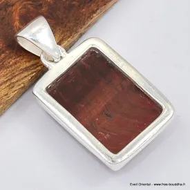 Pendentif Oeil de tigre rouge rectangulaire - Bijoux en Oeil de Taureau