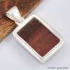 Pendentif Oeil de tigre rouge rectangulaire 