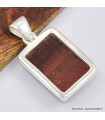 Pendentif Oeil de tigre rouge rectangulaire 