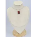 Pendentif Oeil de tigre rouge rectangulaire - Bijoux en Oeil de Taureau