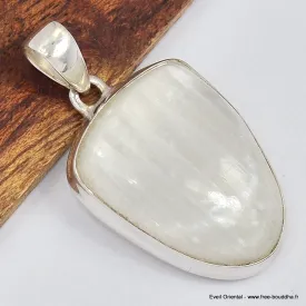 Pendentif Selenite semi-oval - Bijoux en Sélénite