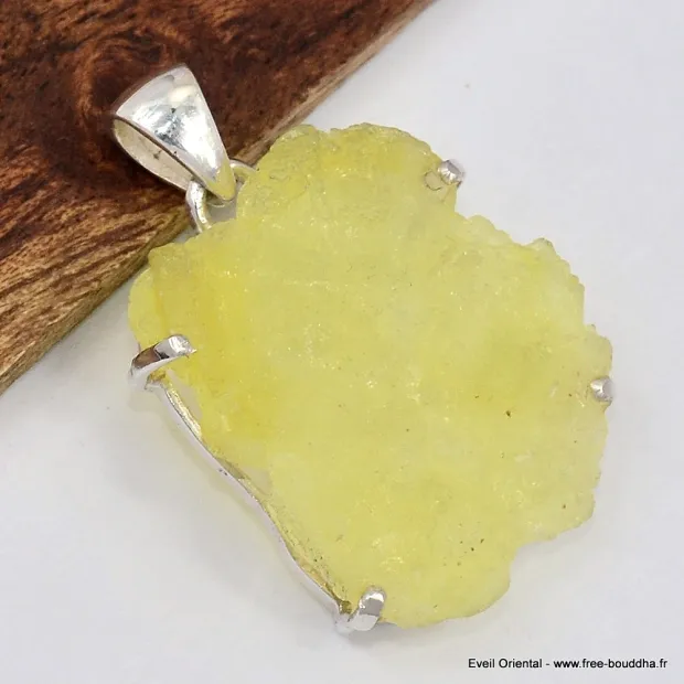 Gros pendentif Brucite jaune - Bijoux en Brucite