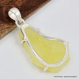 Pendentif Brucite jaune forme libre - Bijoux en Brucite