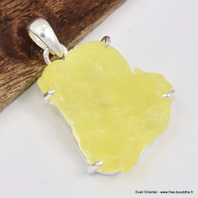 Pendentif en Brucite jaune brute - Bijoux en Brucite