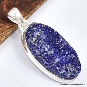Pendentif argent Lapis lazuli brut oval