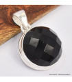Pendentif rond Onyx noir facetté 